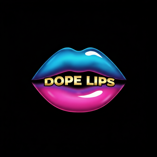Dope Lips Logo - Solid Black Background
